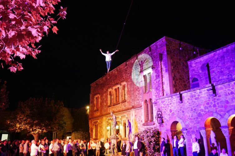 Aerial night at the Château de la Napoule